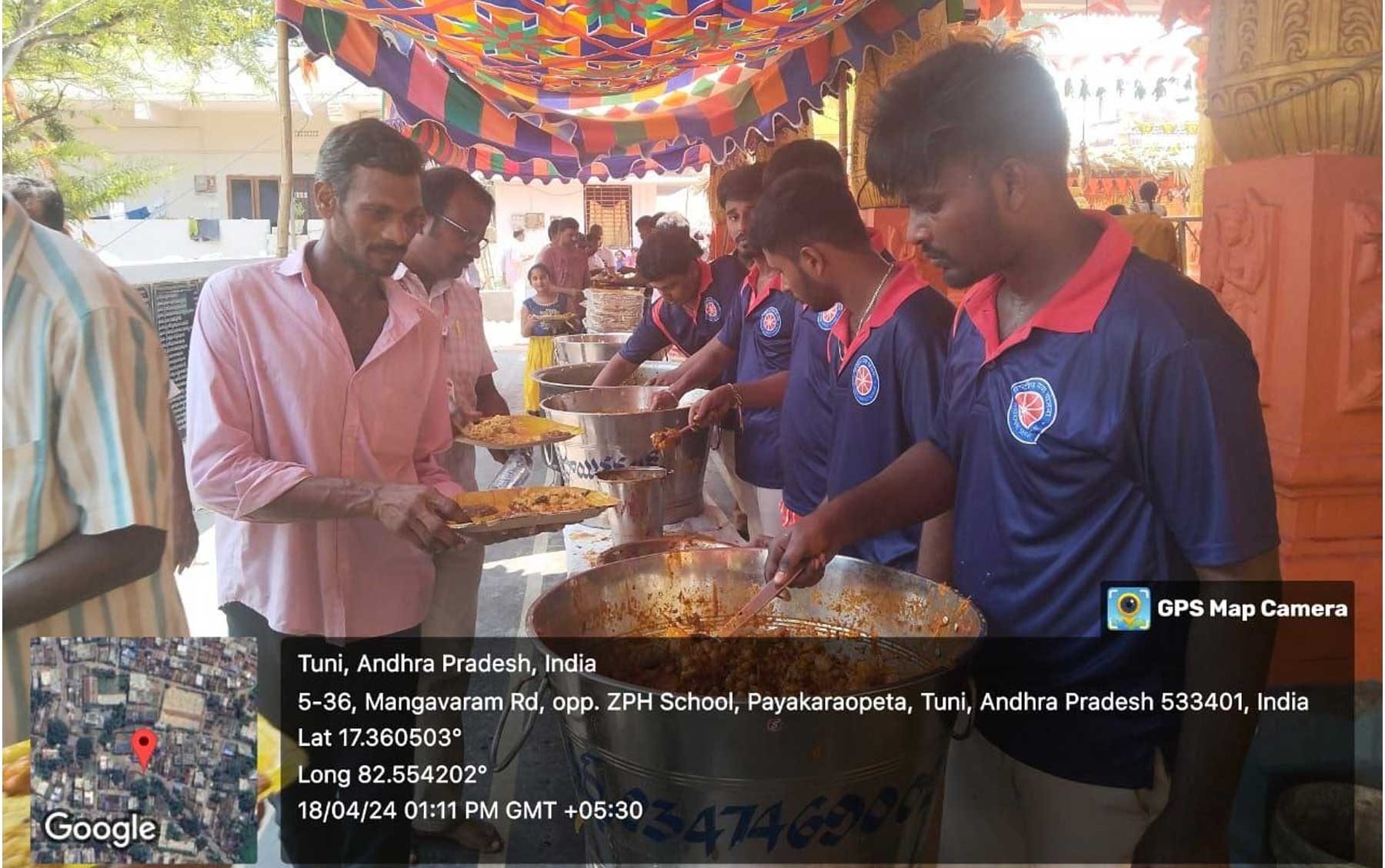 VOLUNTARY SERVICE BY SPACES DEGREE COLLEGE NSS STUDENTS AT ANNA SAMARADHANA @ RAMALAYAM, PAYAKARAOPETA